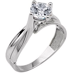 Λευκόχρυσο μονόπετρο δαχτυλίδι  Κ9