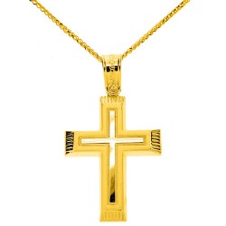 Χρυσός βαπτιστικός σταυρός Κ14 με αλυσίδα