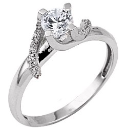 Λευκόχρυσο μονόπετρο δαχτυλίδι Κ9