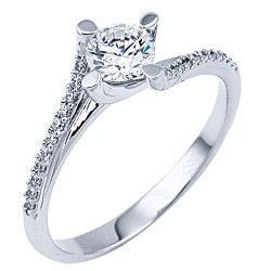 Λευκόχρυσο μονόπετρο δαχτυλίδι Κ9