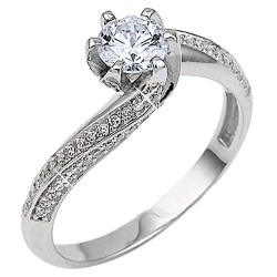 Λευκόχρυσο μονόπετρο δαχτυλίδι  Κ9