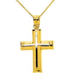 Χρυσός βαπτιστικός σταυρός Κ14 με αλυσίδα