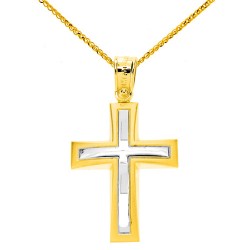 Χρυσός βαπτιστικός σταυρός Κ14 με αλυσίδα