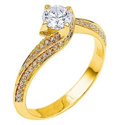 Χρυσό δαχτυλίδι μονόπετρο Κ9