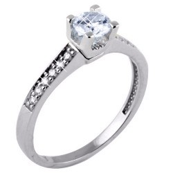 Λευκόχρυσο μονόπετρο δαχτυλίδι  Κ9