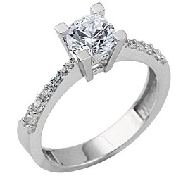 Λευκόχρυσο δαχτυλίδι μονόπετρο Κ9