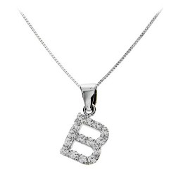 Λευκόχρυσο μονόγραμμα Κ14 με αλυσίδα