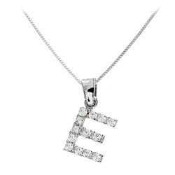 Λευκόχρυσο μονόγραμμα Κ14 με αλυσίδα