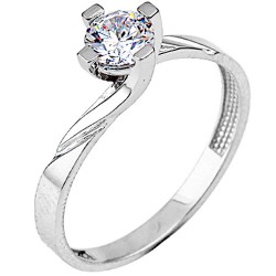 Λευκόχρυσο δαχτυλίδι μονόπετρο Κ9