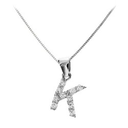 Λευκόχρυσο μονόγραμμα Κ14 με αλυσίδα