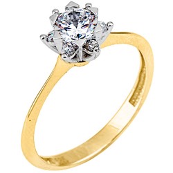 Χρυσό δαχτυλίδι μονόπετρο Κ9 με ζιργκόν