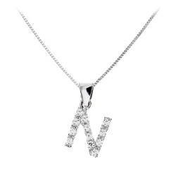 Λευκόχρυσο μονόγραμμα Κ14 με αλυσίδα