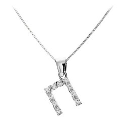 Λευκόχρυσο μονόγραμμα Κ14 με αλυσίδα