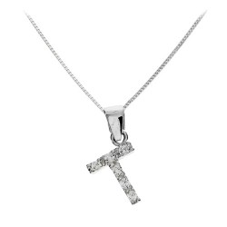 Λευκόχρυσο μονόγραμμα Κ14 με αλυσίδα