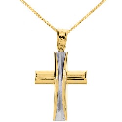 Χρυσός  σταυρός Κ14 με αλυσίδα