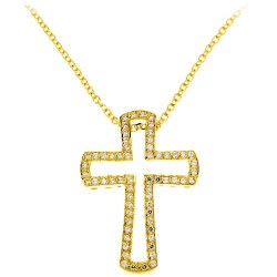 Χρυσός  σταυρός Κ14 με αλυσίδα