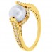 Χρυσό δαχτυλίδι Κ14 με μαργαριτάρι και ζιργκόν