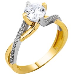 Χρυσό δαχτυλίδι μονόπετρο Κ14 με ζιργκόν