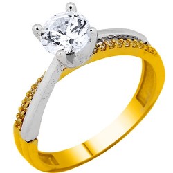 Χρυσό δαχτυλίδι μονόπετρο Κ14 με ζιργκόν