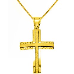 Χρυσός βαπτιστικός σταυρός Κ14 με αλυσίδα