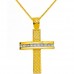 Χρυσός βαπτιστικός σταυρός Κ14 διπλής όψης  με αλυσίδα