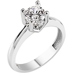 Λευκόχρυσο δαχτυλίδι μονόπετρο Κ9