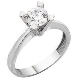 Λευκόχρυσο δαχτυλίδι μονόπετρο Κ9