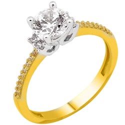 Χρυσό δαχτυλίδι μονόπετρο Κ14 με ζιργκόν