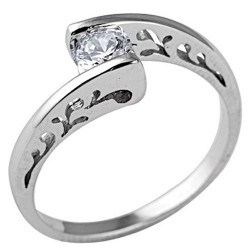 Λευκόχρυσο δαχτυλίδι μονόπετρο Κ9