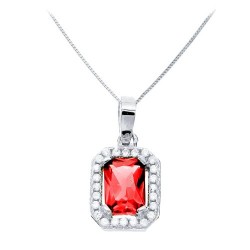 Λευκόχρυσο  μενταγιόν Κ14 με αλυσίδα