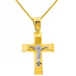 Χρυσός βαπτιστικός σταυρός Κ14 με αλυσίδα