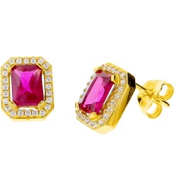 Χρυσά σκουλαρίκια Κ14 με ζιργκόν