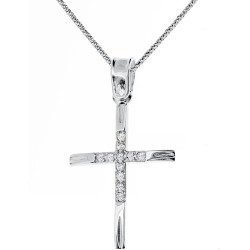 Λευκόχρυσος  βαπτιστικός σταυρός Κ9 με αλυσίδα