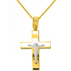 Χρυσός βαπτιστικός σταυρός Κ14 με αλυσίδα