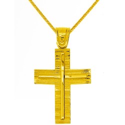 Χρυσός βαπτιστικός σταυρός Κ14 με αλυσίδα