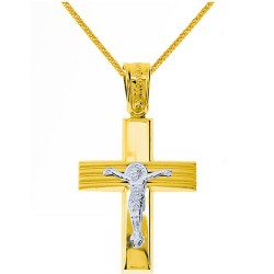 Χρυσός βαπτιστικός σταυρός Κ14 με αλυσίδα