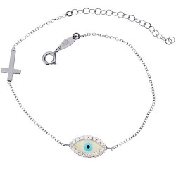 Λευκόχρυσο βραχιόλι Κ14 με ζιργκόν