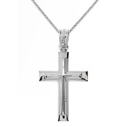 Λευκόχρυσος βαπτιστικός σταυρός Κ14 με αλυσίδα