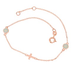 Βραχιόλι από ροζ χρυσό Κ14 με σμάλτο