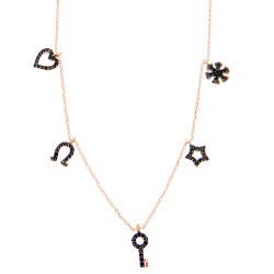 Ασημένιο κολιέ 925 σε ροζ χρώμα με ζιργκόν