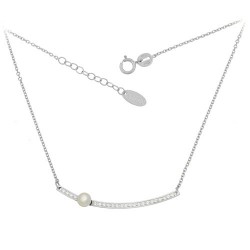 Λευκόχρυσο κολιέ μπάρα Κ9 με ζιργκόν