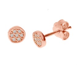 Σκουλαρίκια από ροζ χρυσό Κ14 με ζιργκόν