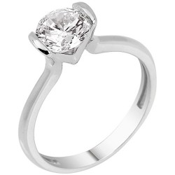 Λευκόχρυσο μονόπετρο δαχτυλίδι Κ14 με ζιργκόν