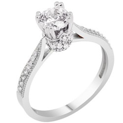 Λευκόχρυσο μονόπετρο δαχτυλίδι Κ14 με ζιργκόν