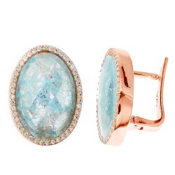 Ασημένια σκουλαρίκια 925 με συνθετικό χαλαζία και ζιργκόν