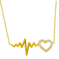 Χρυσό κολιέ καρδιά Κ14 με ζιργκόν