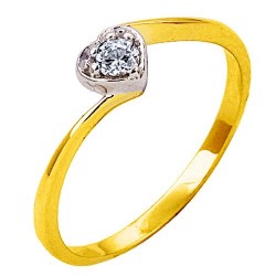 Χρυσό μονόπετρο δαχτυλίδι Κ14 με ζιργκόν