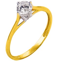 Χρυσό μονόπετρο δαχτυλίδι Κ14 με ζιργκόν