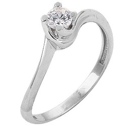 Λευκόχρυσο μονόπετρο δαχτυλίδι Κ14 με ζιργκόν