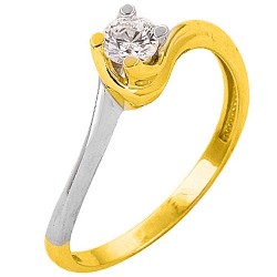 Χρυσό μονόπετρο δαχτυλίδι Κ14 με ζιργκόν